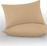 GC GAVENO CAVAILIA Microfiber Pillow Cases 2 Pack - Plain Dyed Housewife Pillowcases - Beige - (74x48 cm)