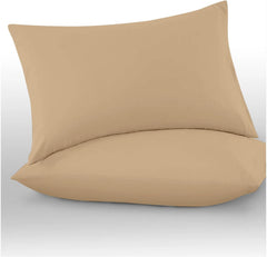 GC GAVENO CAVAILIA Microfiber Pillow Cases 2 Pack - Plain Dyed Housewife Pillowcases - Beige - (74x48 cm)