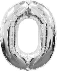 16" Silver Number 0 Foil Balloons Air Filled Self Inflating Birthday Anniversary Wedding Party Banner Decorations