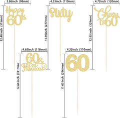 Ephlyn 15Pcs 60th Birthday Centerpiece Sticks Sixty Happy 60 Table Flower Centerpieces Sticks Cheers to 60 Floral Decorations for 60th Birthday Party Centerpieces Supplies Gold