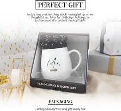 Pavilion - Mr. Always Right - 15.5 Oz Coffee Mug Tea Cup with Crew Socks Husband Valentine's Day Wedding Engagement Bachelor Present
