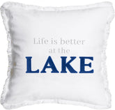 Pavilion - Better at The Lake - Throw Pillow Cover, 18x18, Decorative Square Throw Pillow Cover, Lake House Decor, Guest Room Decor Bed Pillow Case, 1 Count, White