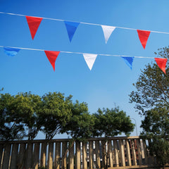 10M Red White and Blue Bunting Garland Union Jack Banner Party Decorations Supplies Sporting Events Pub Bbq Royal Theme French USA 20 Flags