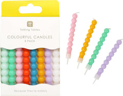 Talking Tables 8 x Bobble Birthday Candles Cake Toppers – Colourful Pastel Birthday Cake Decorations, Premium Quality, Perfect for Celebrations – Eco Packaging 8cm Height