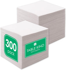 Table Kind 300 x White Napkins, Disposable Serviettes 1ply Paper Napkins for Parties, Catering, Festivals, Food Vans, Cafés, Corporate Events, Bars, Restaurants Camping Picnics BBQ Compostable