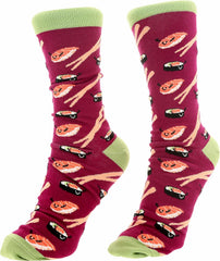 Pavilion - She Believed She Could Sushi Did - Purple & Green Novelty Crew Socks & 18 Oz Mug Long Distance Relationship Gift Girlfriend Wife Present