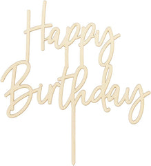 Cake Topper Happy Birthday Wood 16.5 cm Cake Decoration Cupcake Cake Birthday Party