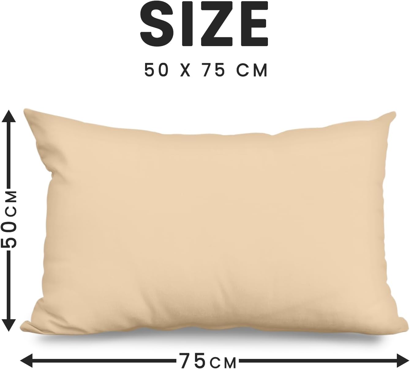GC GAVENO CAVAILIA Microfiber Pillow Cases 2 Pack - Plain Dyed Housewife Pillowcases - Beige - (74x48 cm)
