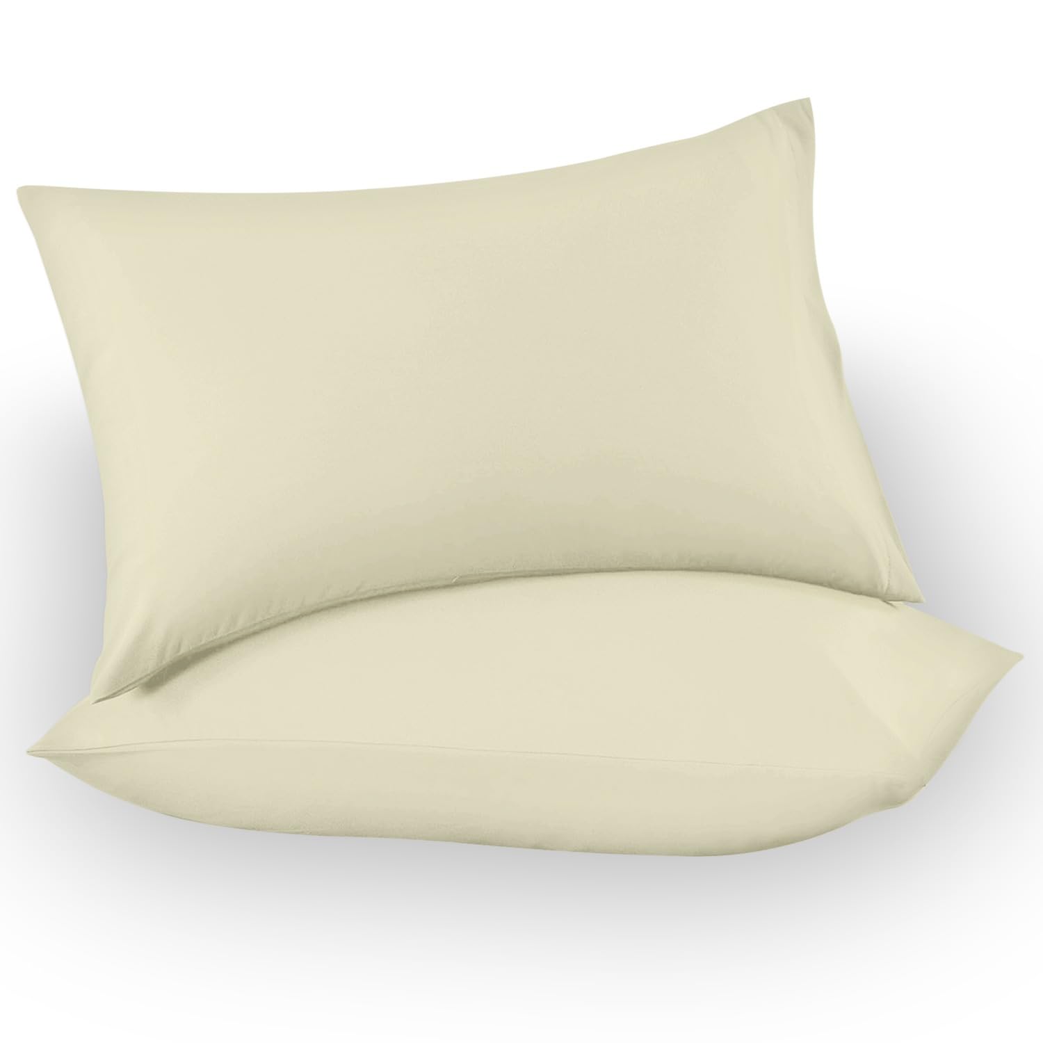 GC GAVENO CAVAILIA Microfiber Pillow Cases 2 Pack - Plain Dyed Housewife Pillowcases - Beige - (74x48 cm)