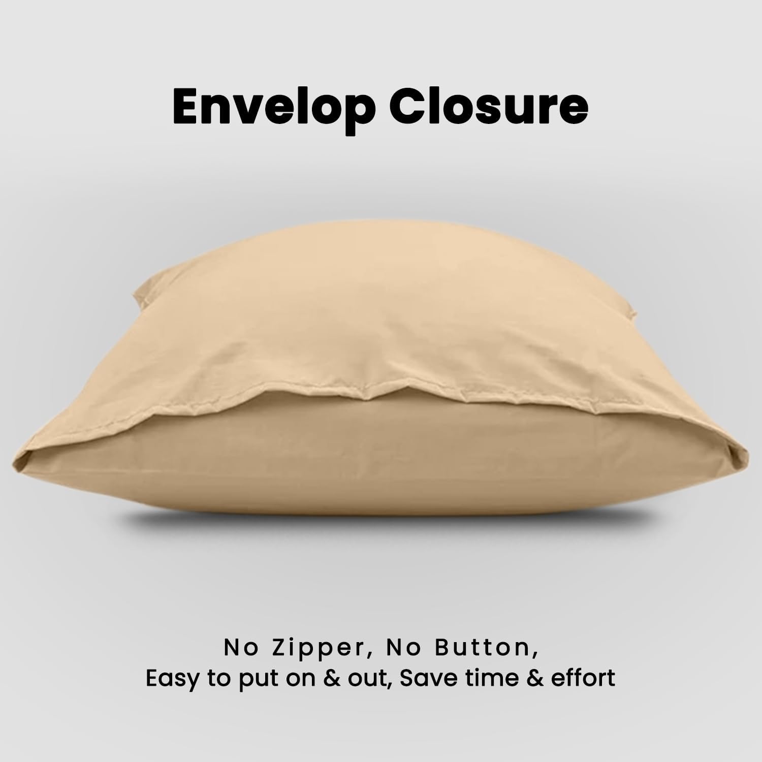 GC GAVENO CAVAILIA Microfiber Pillow Cases 2 Pack - Plain Dyed Housewife Pillowcases - Beige - (74x48 cm)