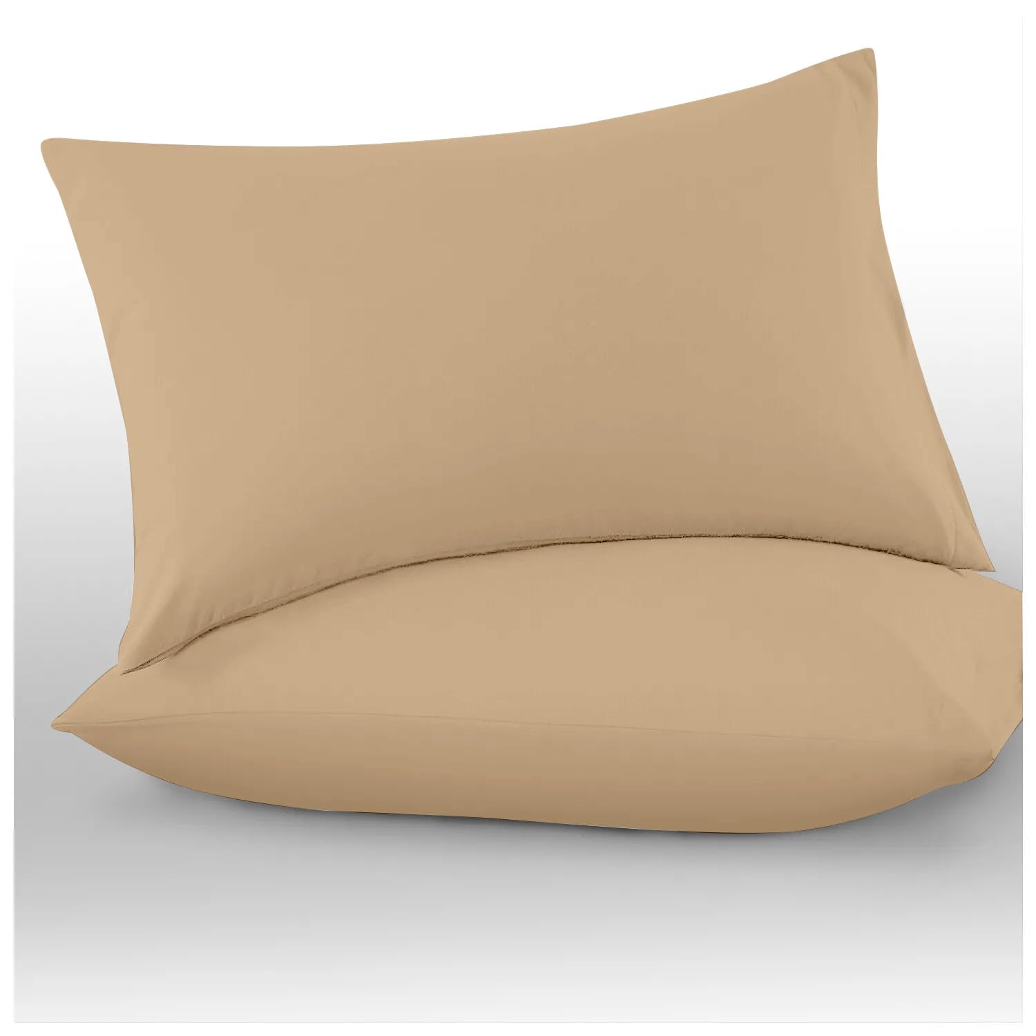 GC GAVENO CAVAILIA Microfiber Pillow Cases 2 Pack - Plain Dyed Housewife Pillowcases - Beige - (74x48 cm)