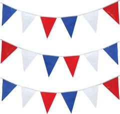 10M Red White and Blue Bunting Garland Union Jack Banner Party Decorations Supplies Sporting Events Pub Bbq Royal Theme French USA 20 Flags