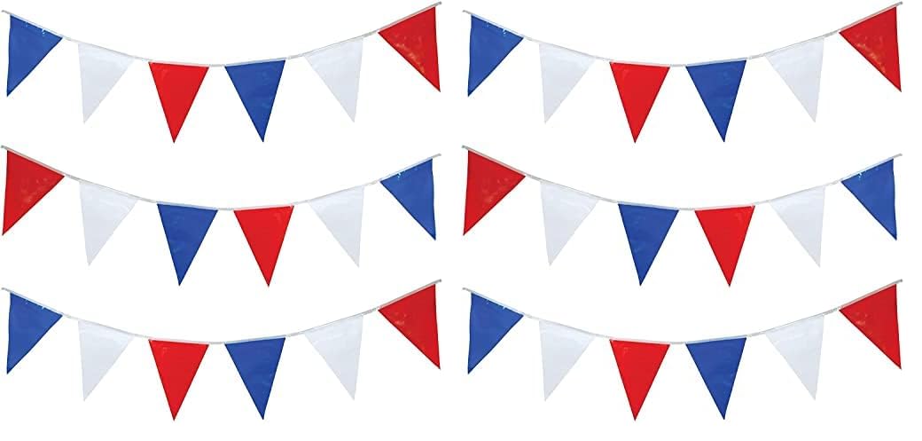 10M Red White and Blue Bunting Garland Union Jack Banner Party Decorations Supplies Sporting Events Pub Bbq Royal Theme French USA 20 Flags
