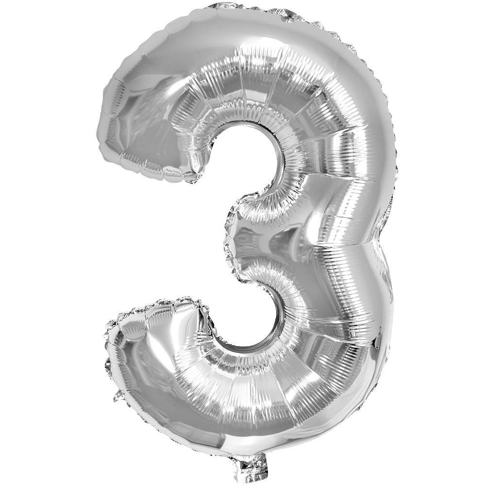 16" Silver Number 0 Foil Balloons Air Filled Self Inflating Birthday Anniversary Wedding Party Banner Decorations