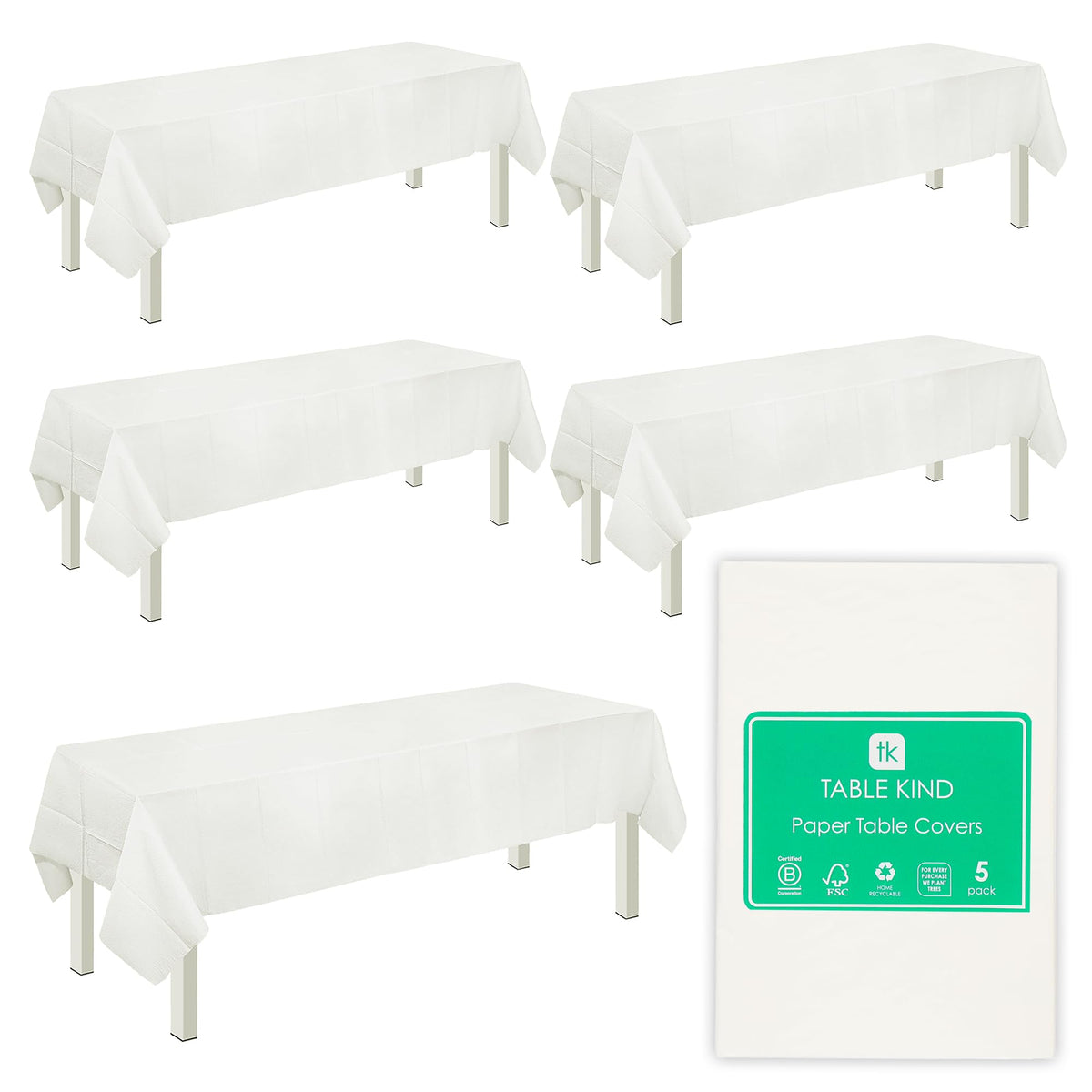 Talking Tables Table Kind 100 x Soft White Paper Napkins Bulk Pack 33cm 2ply Disposable Serviettes Compostable Recyclable Sustainable for Business Parties Catering Cafes Schools Events Made in EU