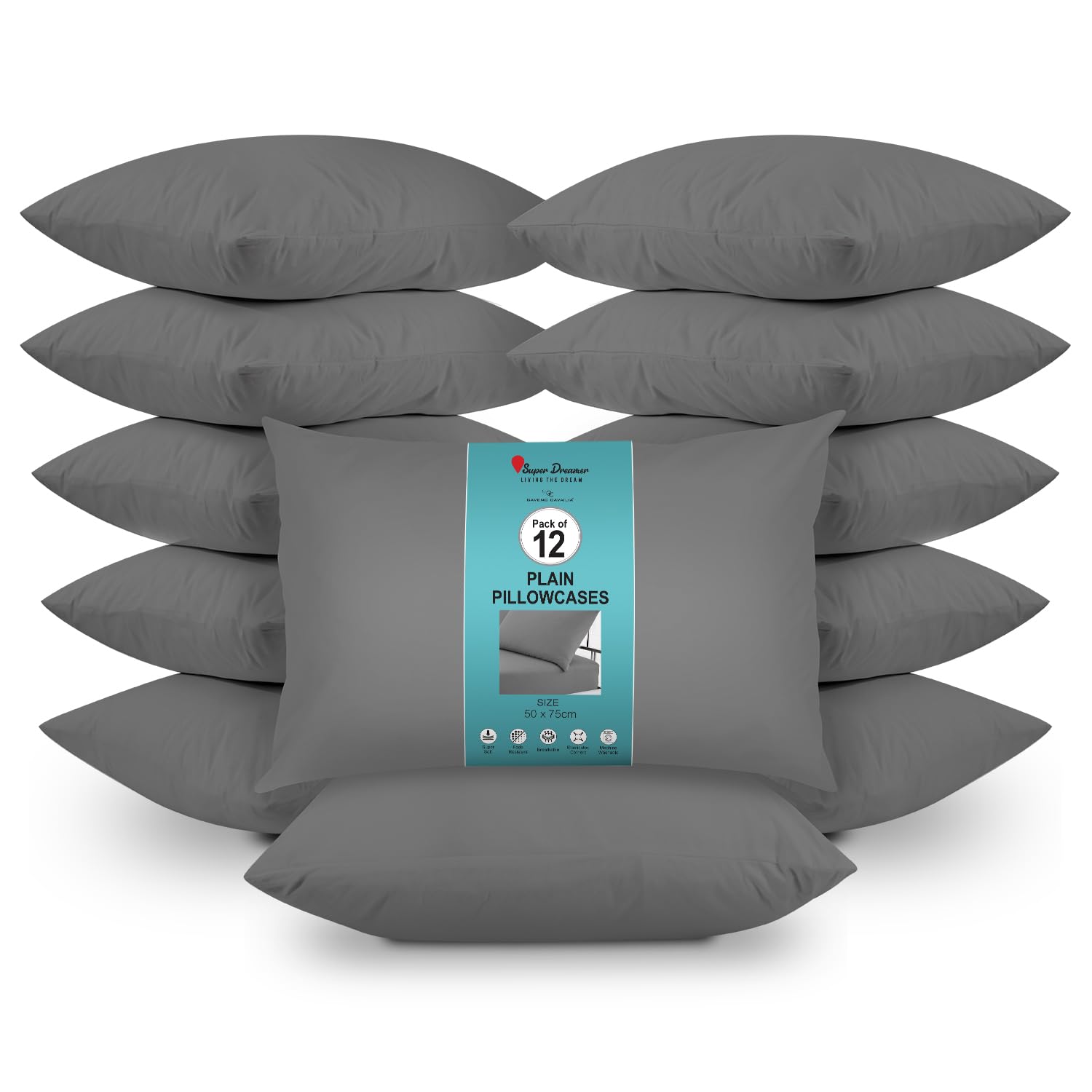 GC GAVENO CAVAILIA Microfiber Pillow Cases 2 Pack - Plain Dyed Housewife Pillowcases - Beige - (74x48 cm)