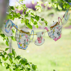 Alice in Wonderland Supplies | Teapot Banner Bunting Decorations | For Mad Hatter Tea, Birthday Party, Baby Shower, Garden | Paper, Length 4m