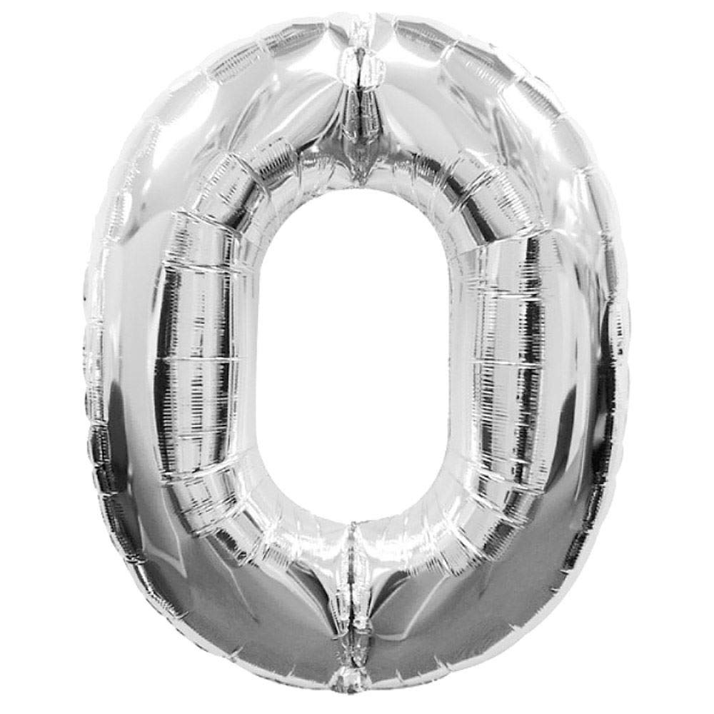 16" Silver Number 0 Foil Balloons Air Filled Self Inflating Birthday Anniversary Wedding Party Banner Decorations