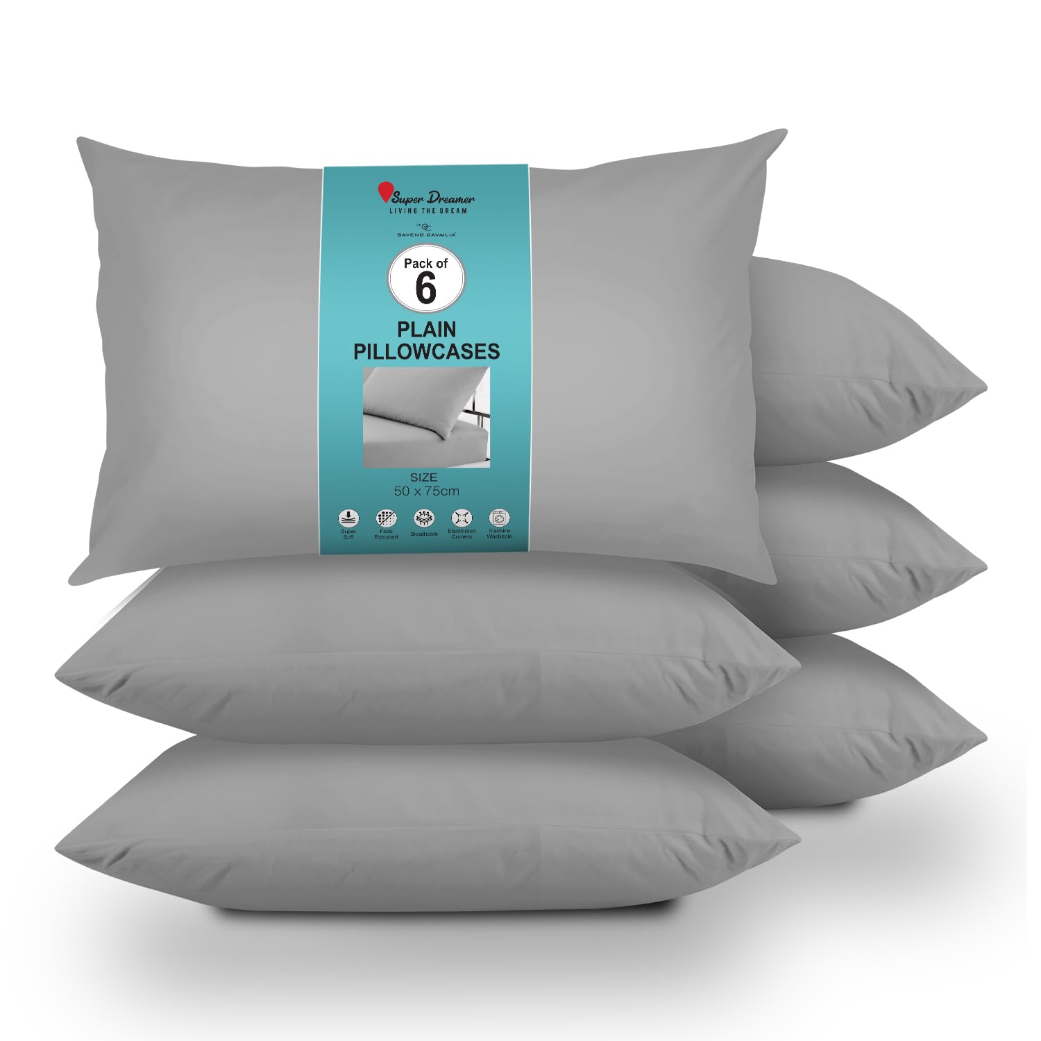 GC GAVENO CAVAILIA Microfiber Pillow Cases 2 Pack - Plain Dyed Housewife Pillowcases - Beige - (74x48 cm)