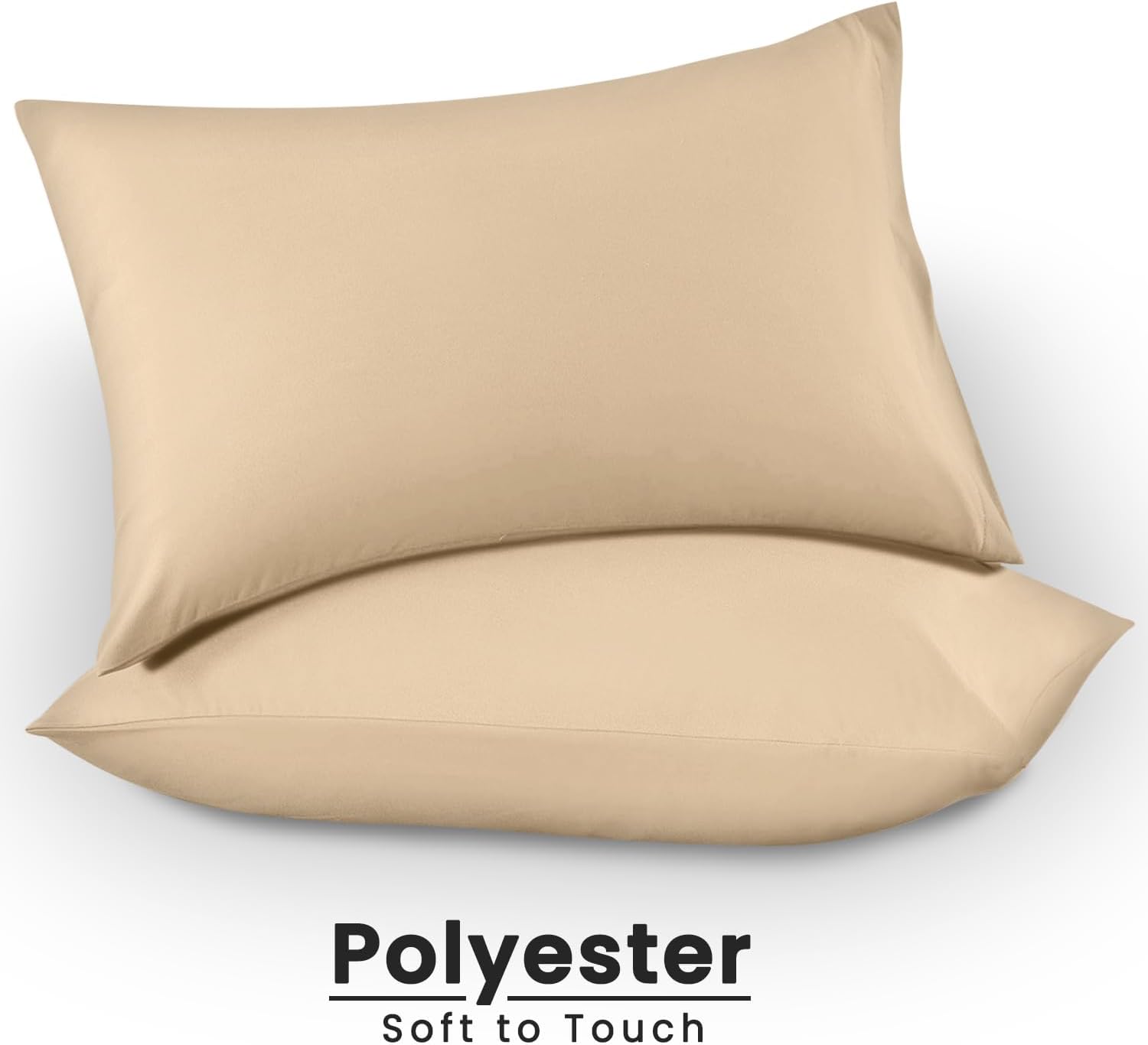 GC GAVENO CAVAILIA Microfiber Pillow Cases 2 Pack - Plain Dyed Housewife Pillowcases - Beige - (74x48 cm)