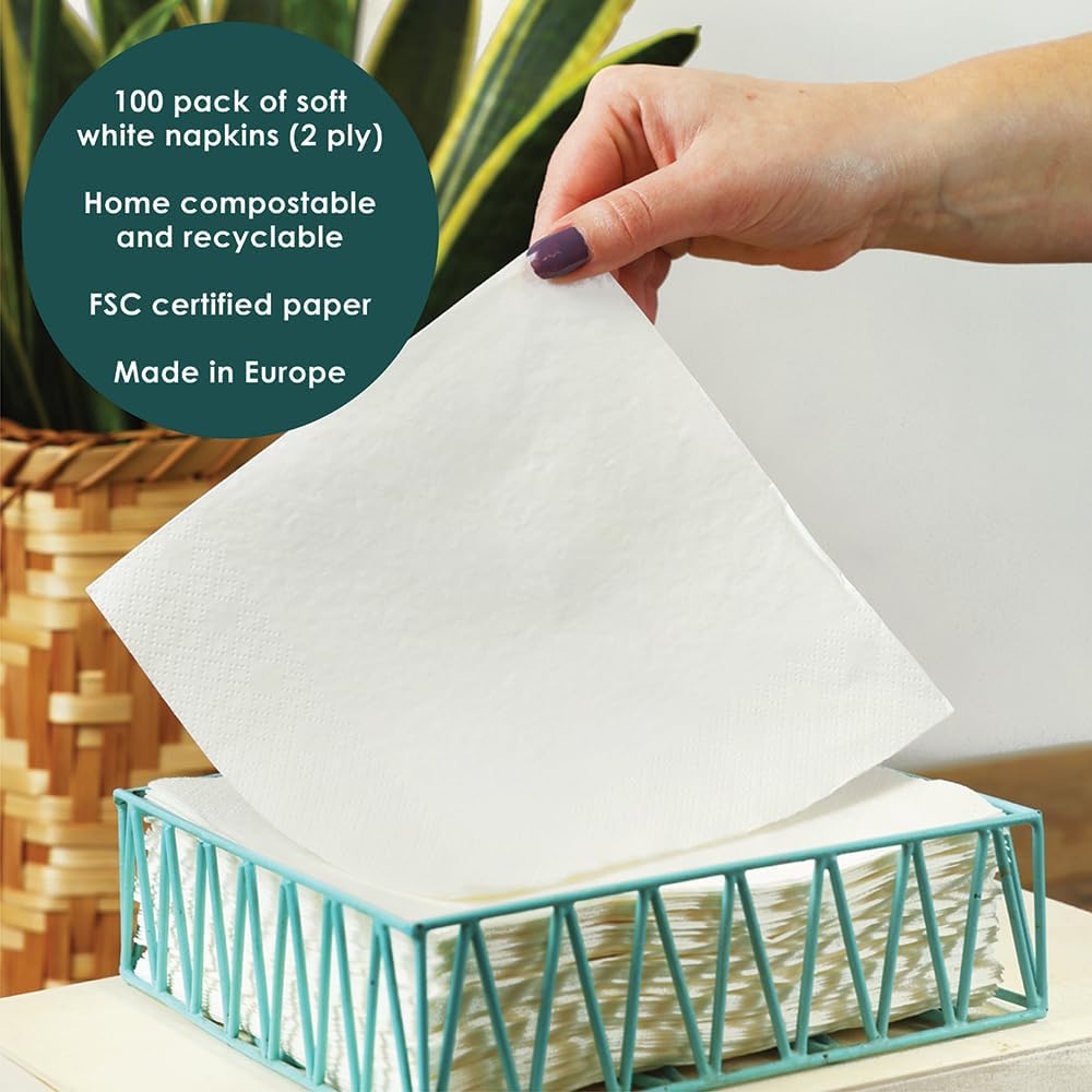 Talking Tables Table Kind 100 x Soft White Paper Napkins Bulk Pack 33cm 2ply Disposable Serviettes Compostable Recyclable Sustainable for Business Parties Catering Cafes Schools Events Made in EU