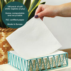 Talking Tables Table Kind 100 x Soft White Paper Napkins Bulk Pack 33cm 2ply Disposable Serviettes Compostable Recyclable Sustainable for Business Parties Catering Cafes Schools Events Made in EU