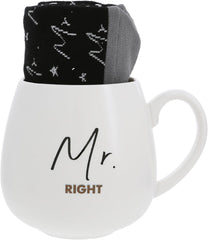 Pavilion - Mr. Always Right - 15.5 Oz Coffee Mug Tea Cup with Crew Socks Husband Valentine's Day Wedding Engagement Bachelor Present