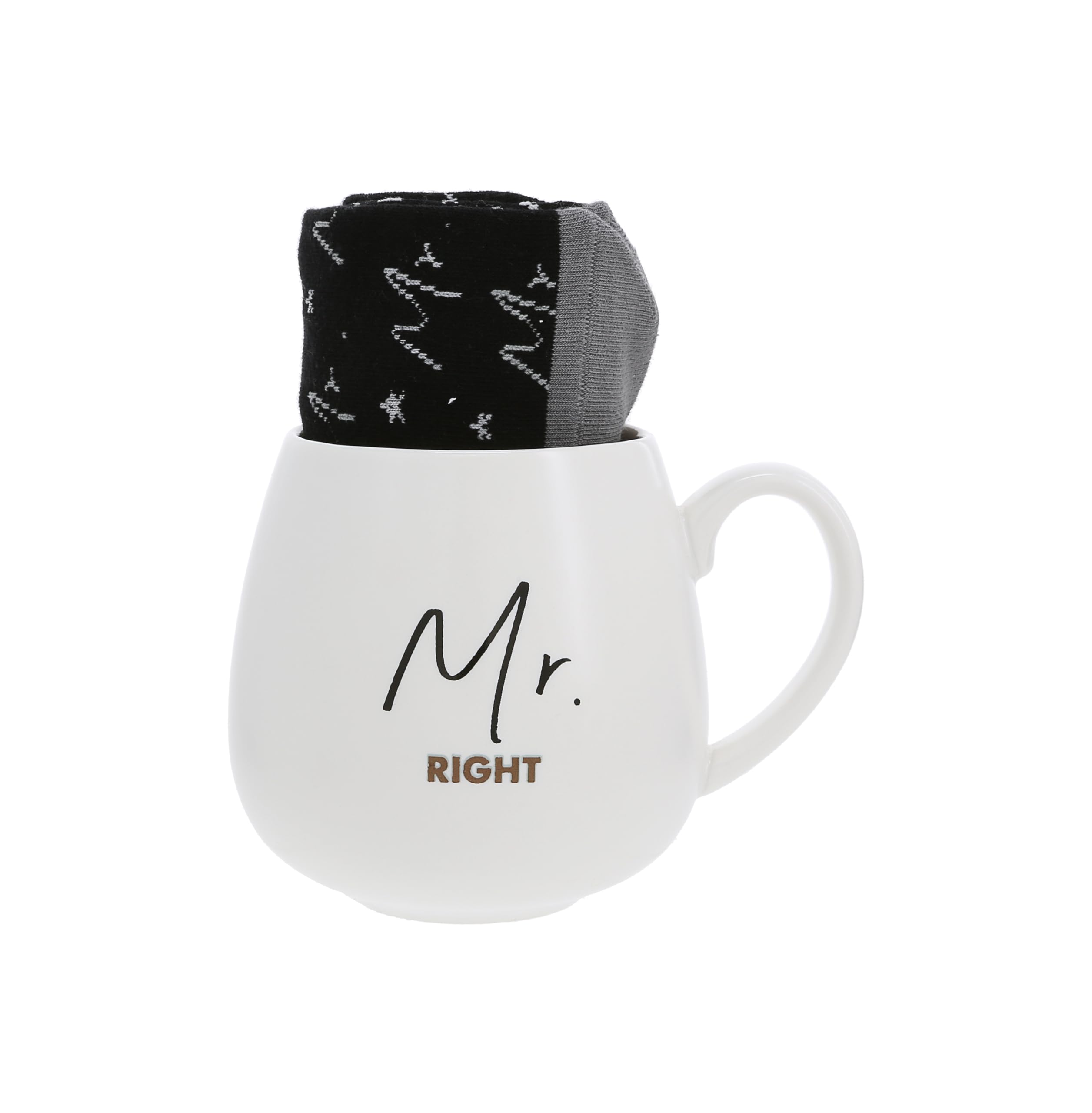 Pavilion - Mr. Always Right - 15.5 Oz Coffee Mug Tea Cup with Crew Socks Husband Valentine's Day Wedding Engagement Bachelor Present
