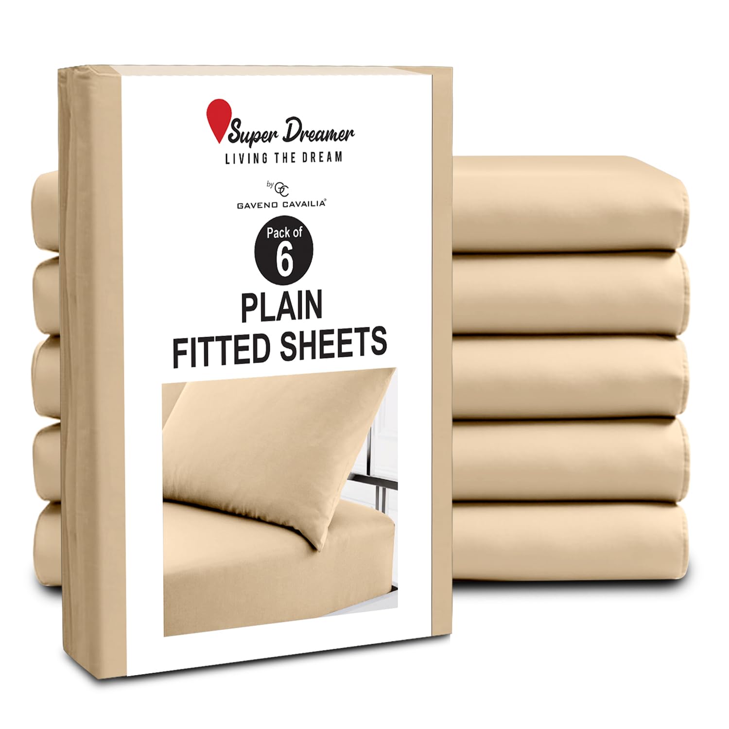 GC GAVENO CAVAILIA Microfiber Pillow Cases 2 Pack - Plain Dyed Housewife Pillowcases - Beige - (74x48 cm)