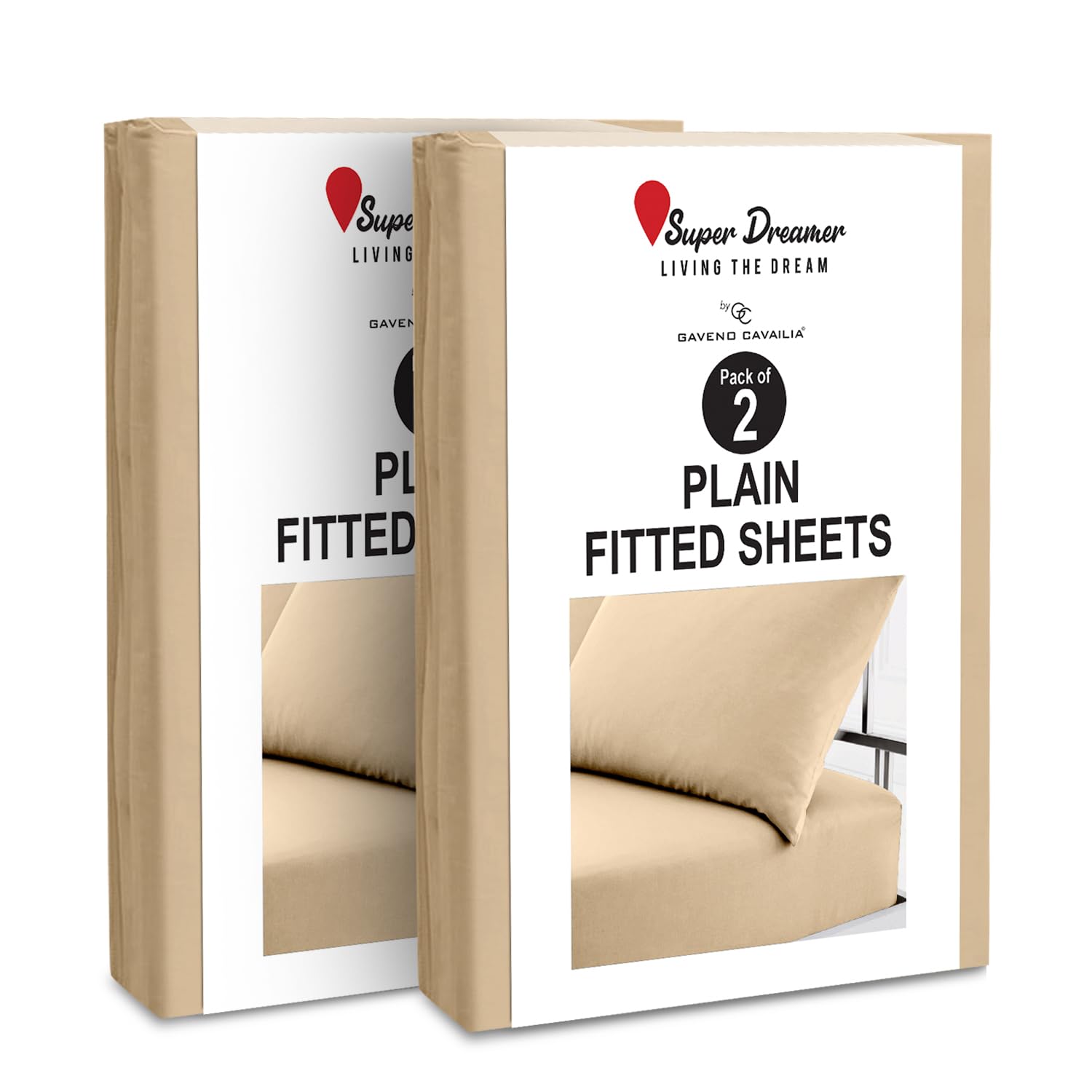 GC GAVENO CAVAILIA Microfiber Pillow Cases 2 Pack - Plain Dyed Housewife Pillowcases - Beige - (74x48 cm)