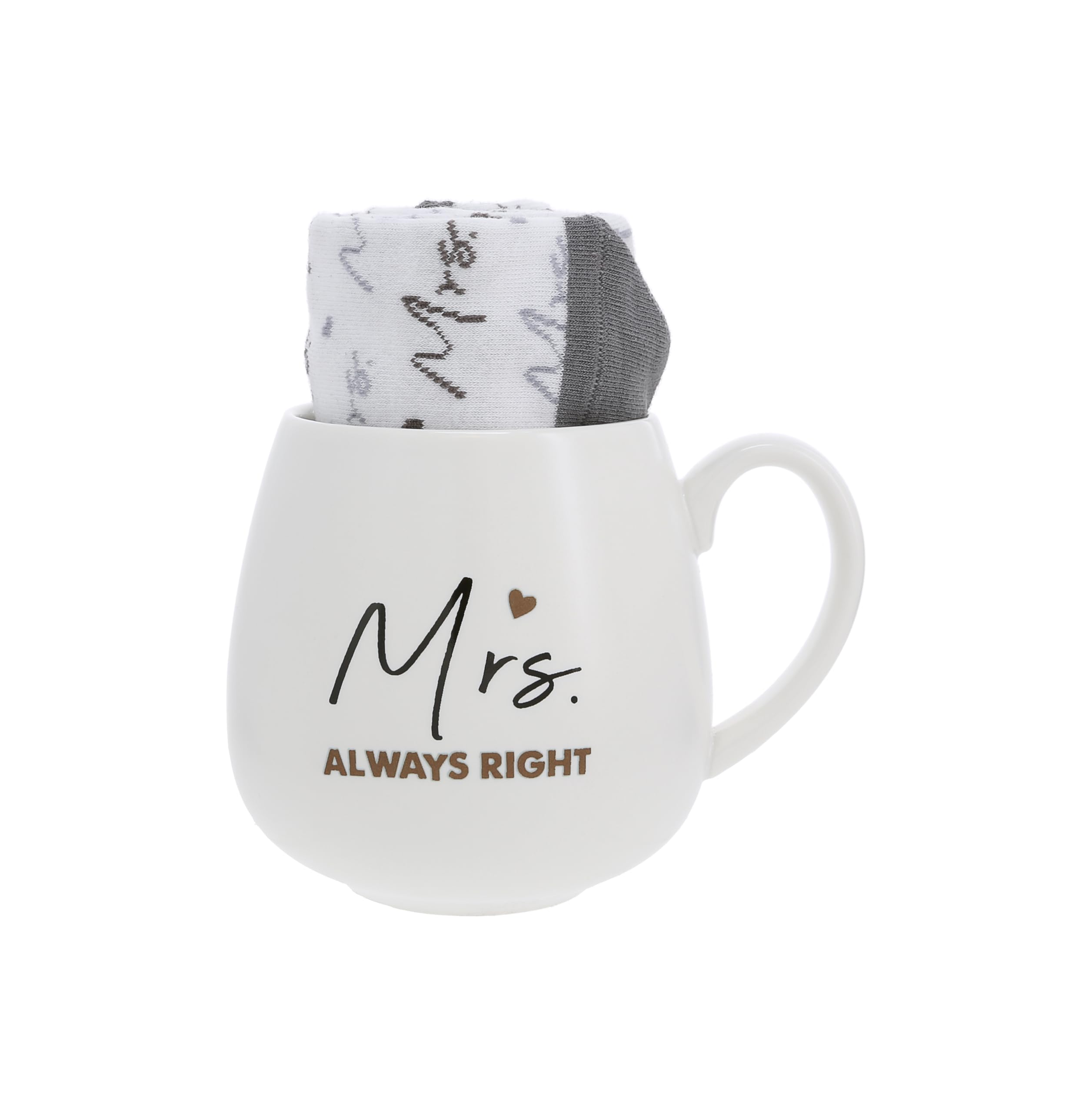 Pavilion - Mr. Always Right - 15.5 Oz Coffee Mug Tea Cup with Crew Socks Husband Valentine's Day Wedding Engagement Bachelor Present