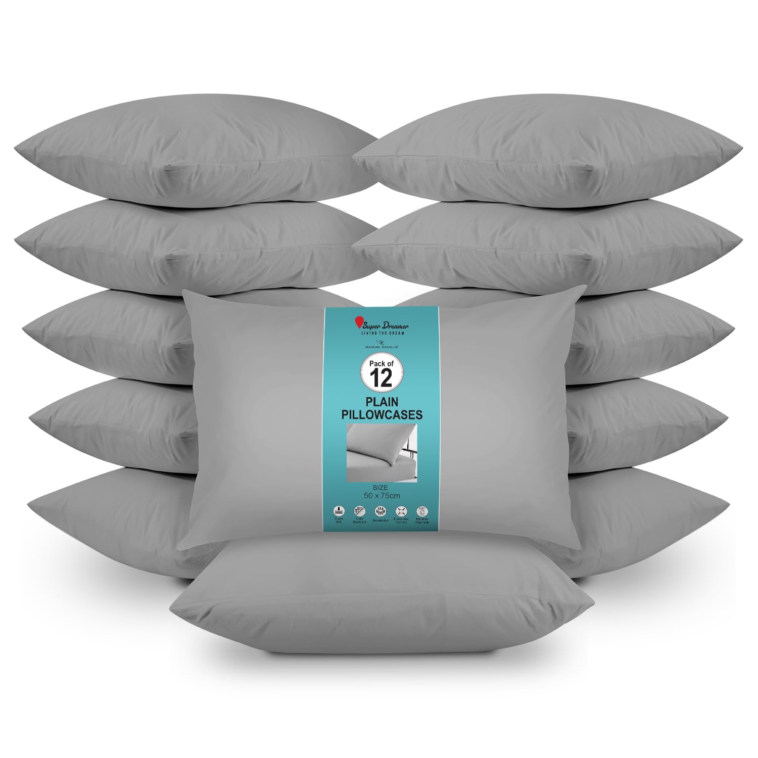 GC GAVENO CAVAILIA Microfiber Pillow Cases 2 Pack - Plain Dyed Housewife Pillowcases - Beige - (74x48 cm)