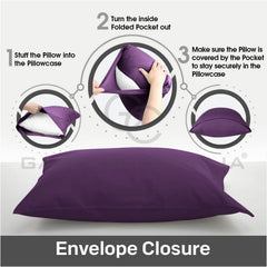GC GAVENO CAVAILIA Housewife Pillowcases 2 Pack, Breathable Standard Pillow Cases, Plain Pillow Covers With Envelop Closure, Berry, 708766, 2 x Pillow Case