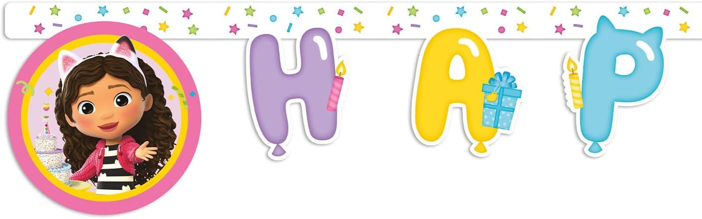 Gabby's Dollhouse FSC Paper Party Letter Happy Birthday Banner