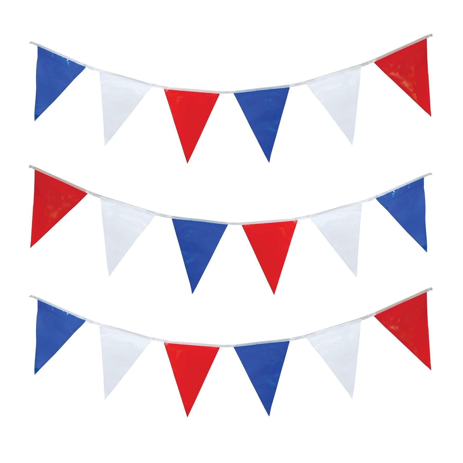 10M Red White and Blue Bunting Garland Union Jack Banner Party Decorations Supplies Sporting Events Pub Bbq Royal Theme French USA 20 Flags