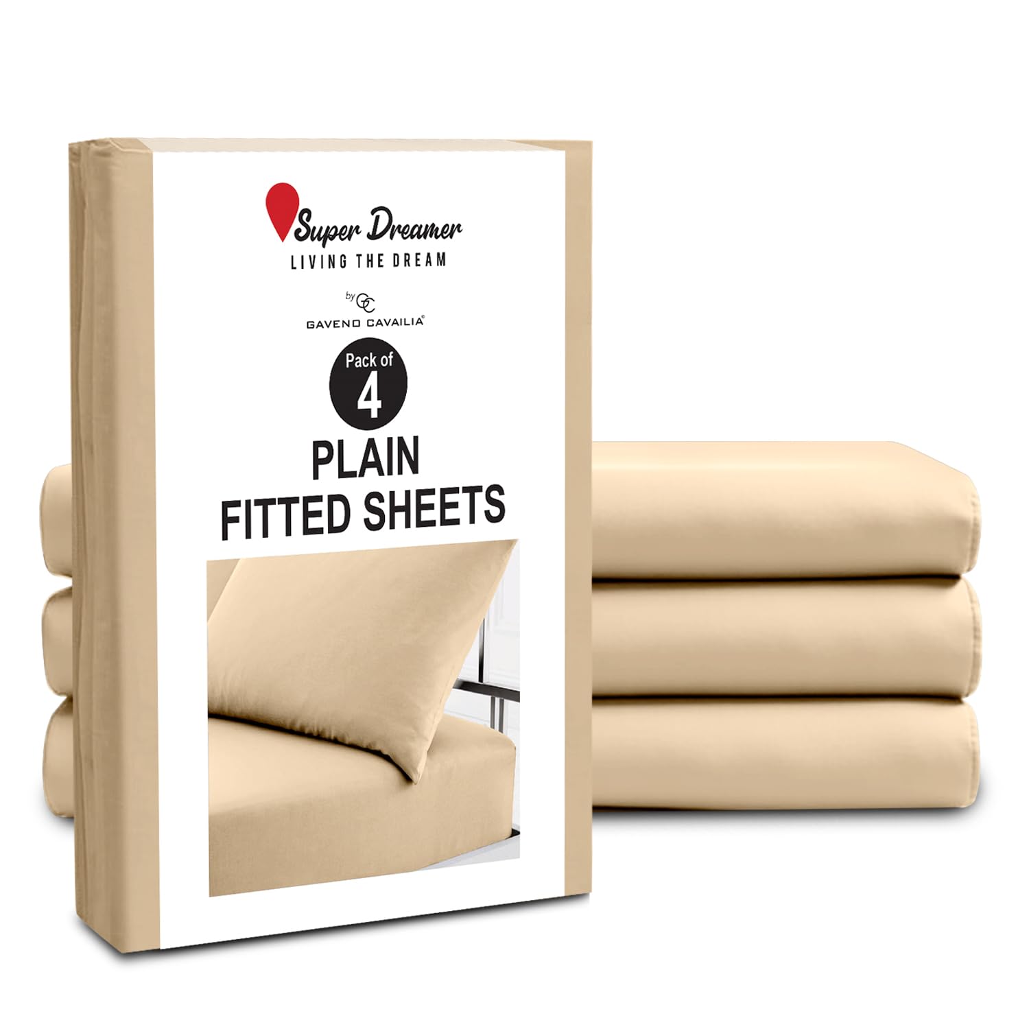 GC GAVENO CAVAILIA Microfiber Pillow Cases 2 Pack - Plain Dyed Housewife Pillowcases - Beige - (74x48 cm)