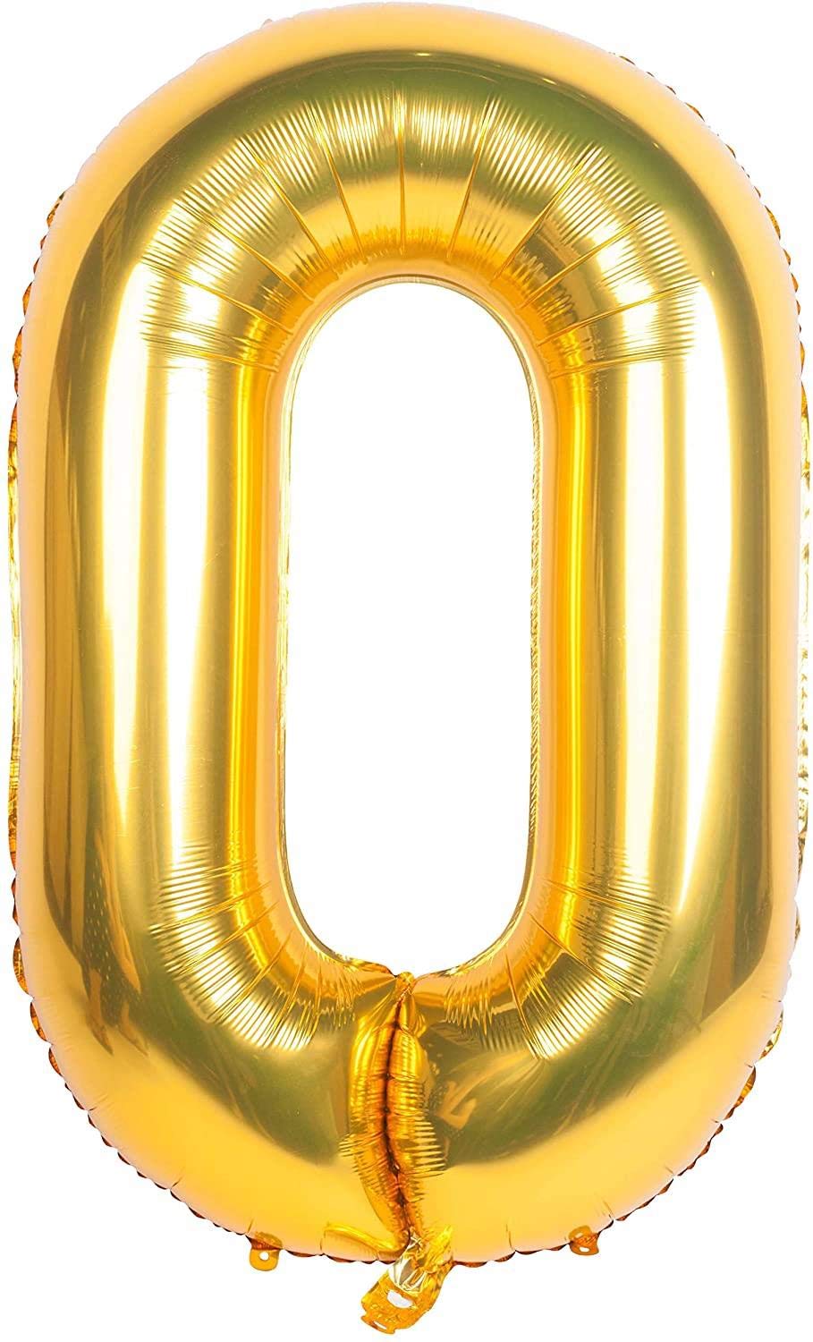 16" Silver Number 0 Foil Balloons Air Filled Self Inflating Birthday Anniversary Wedding Party Banner Decorations