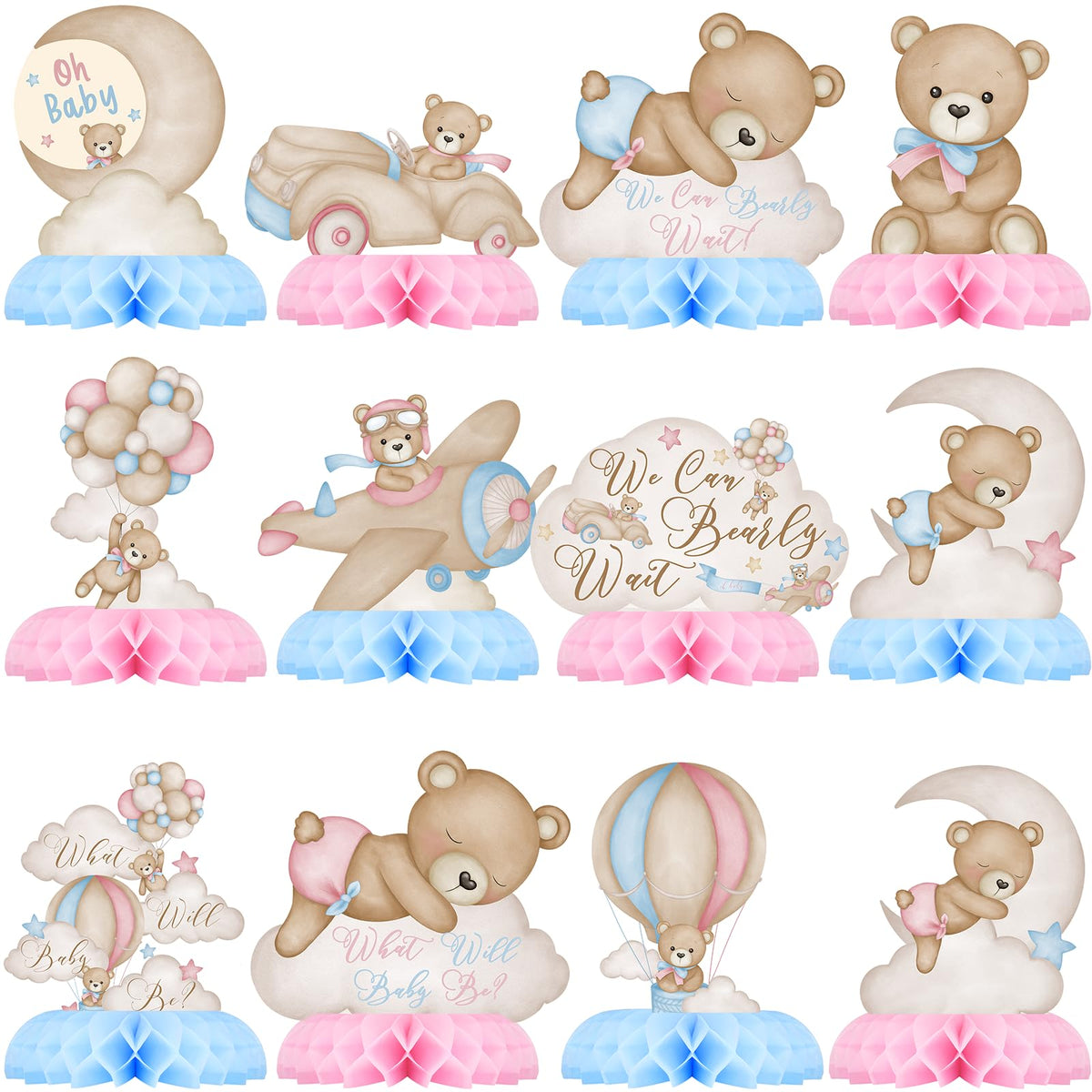 Paris Party Centerpiece Set - Eiffel Tower Honeycomb Paris Birthday Decorations and Paris Table Toppers for Kids' French-Themed Birthday and Baby Shower Table Decor