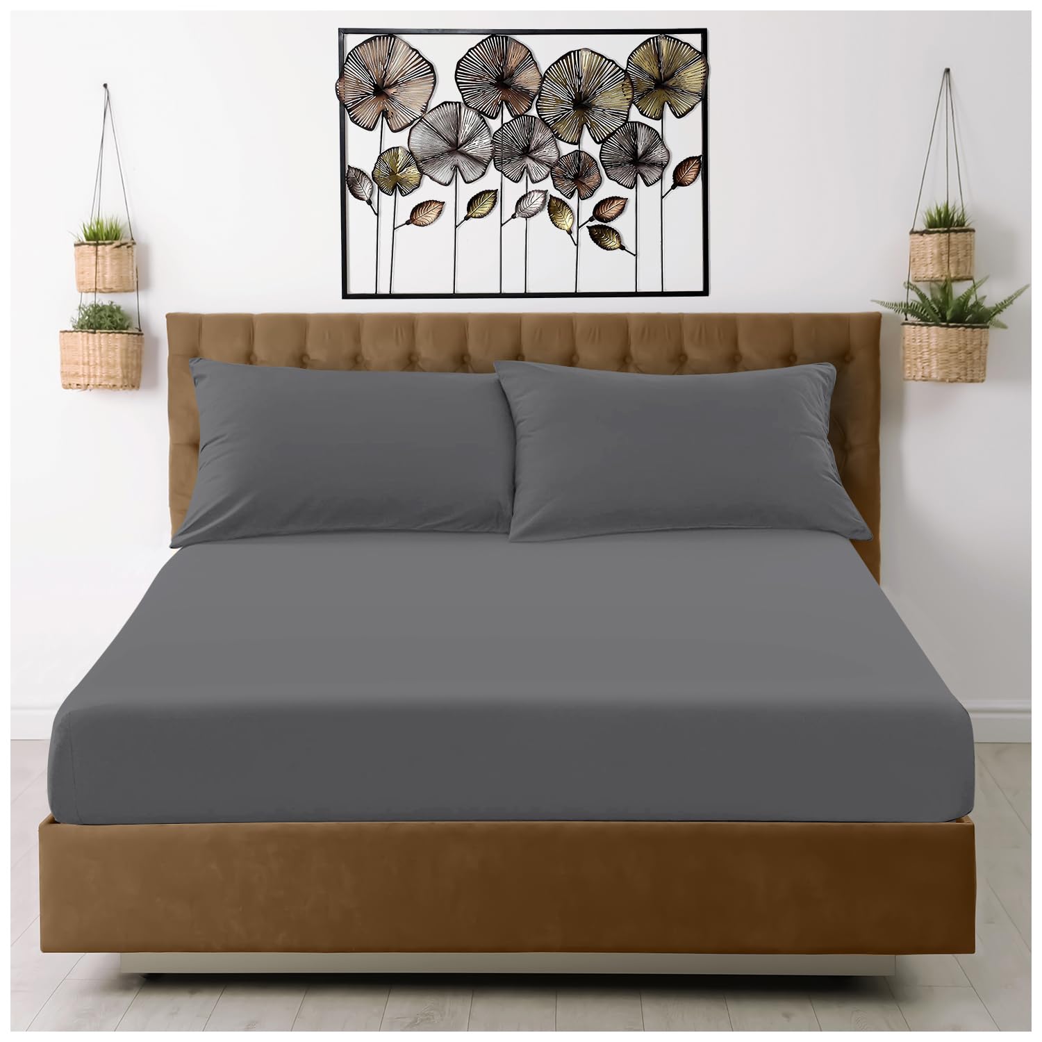 GC GAVENO CAVAILIA Microfiber Pillow Cases 2 Pack - Plain Dyed Housewife Pillowcases - Beige - (74x48 cm)