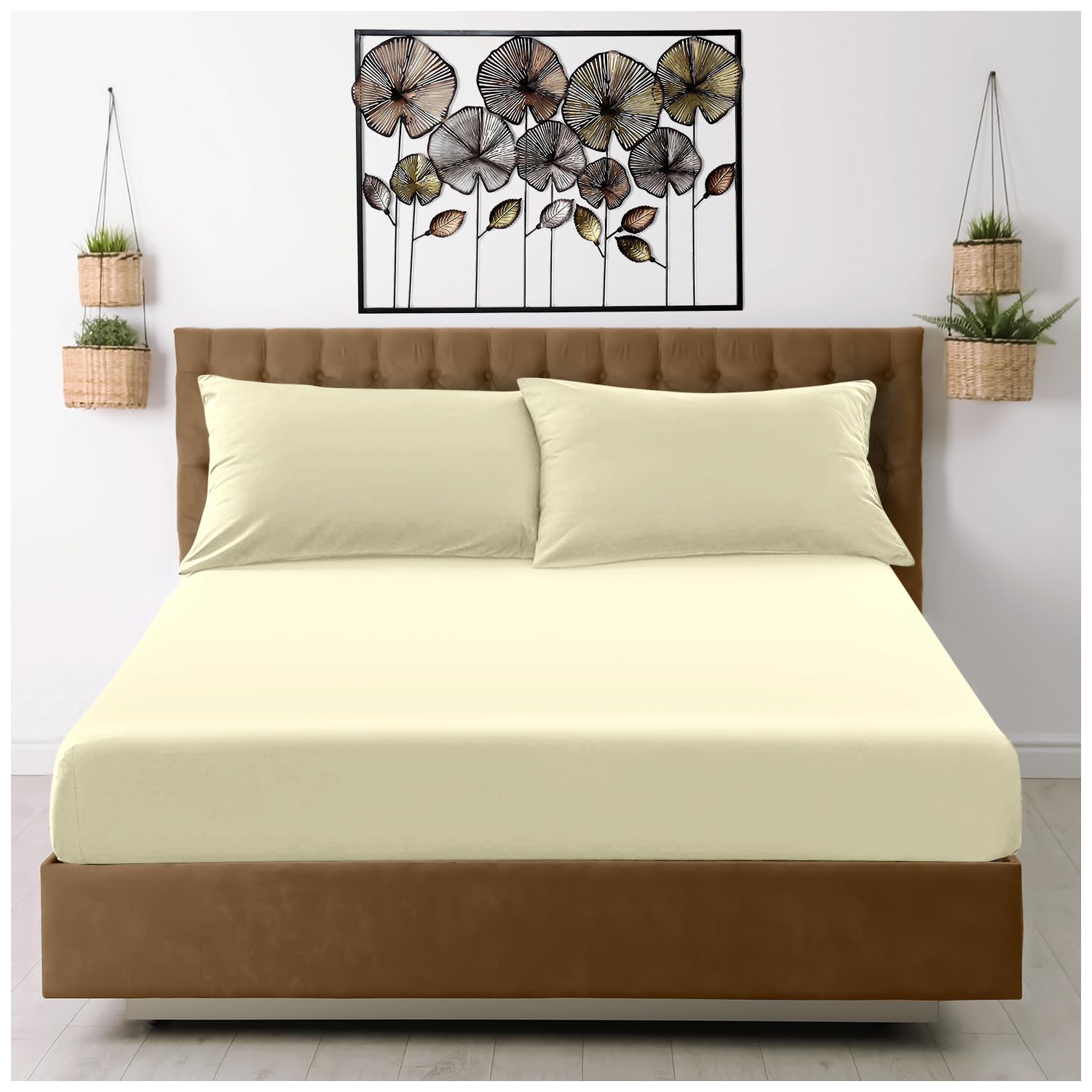 GC GAVENO CAVAILIA Microfiber Pillow Cases 2 Pack - Plain Dyed Housewife Pillowcases - Beige - (74x48 cm)