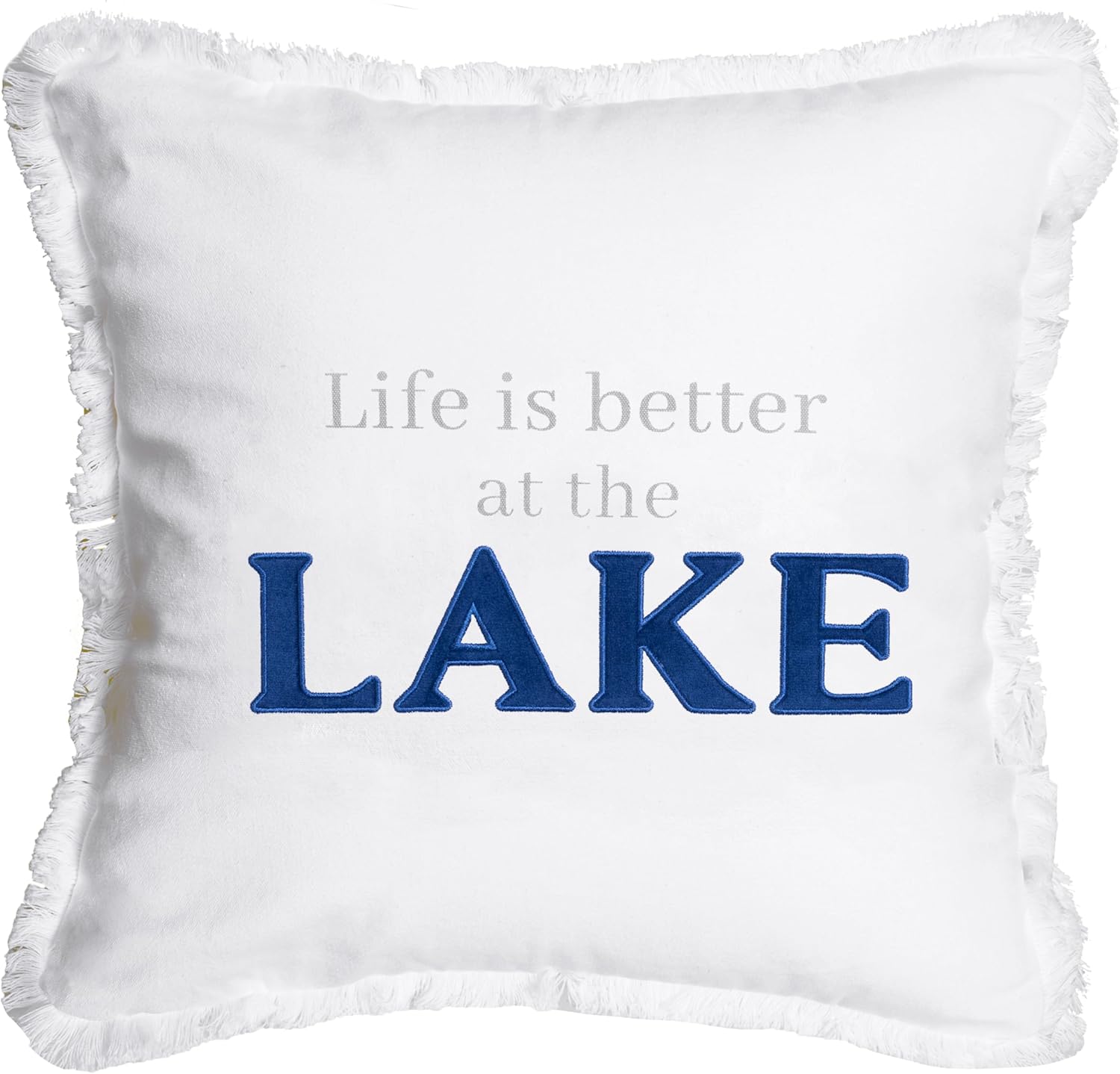 Pavilion - Better at The Lake - Throw Pillow Cover, 18x18, Decorative Square Throw Pillow Cover, Lake House Decor, Guest Room Decor Bed Pillow Case, 1 Count, White
