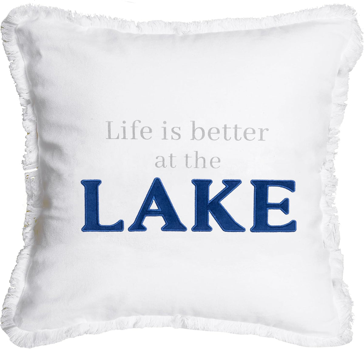 Pavilion - Better at The Lake - Throw Pillow Cover, 18x18, Decorative Square Throw Pillow Cover, Lake House Decor, Guest Room Decor Bed Pillow Case, 1 Count, White