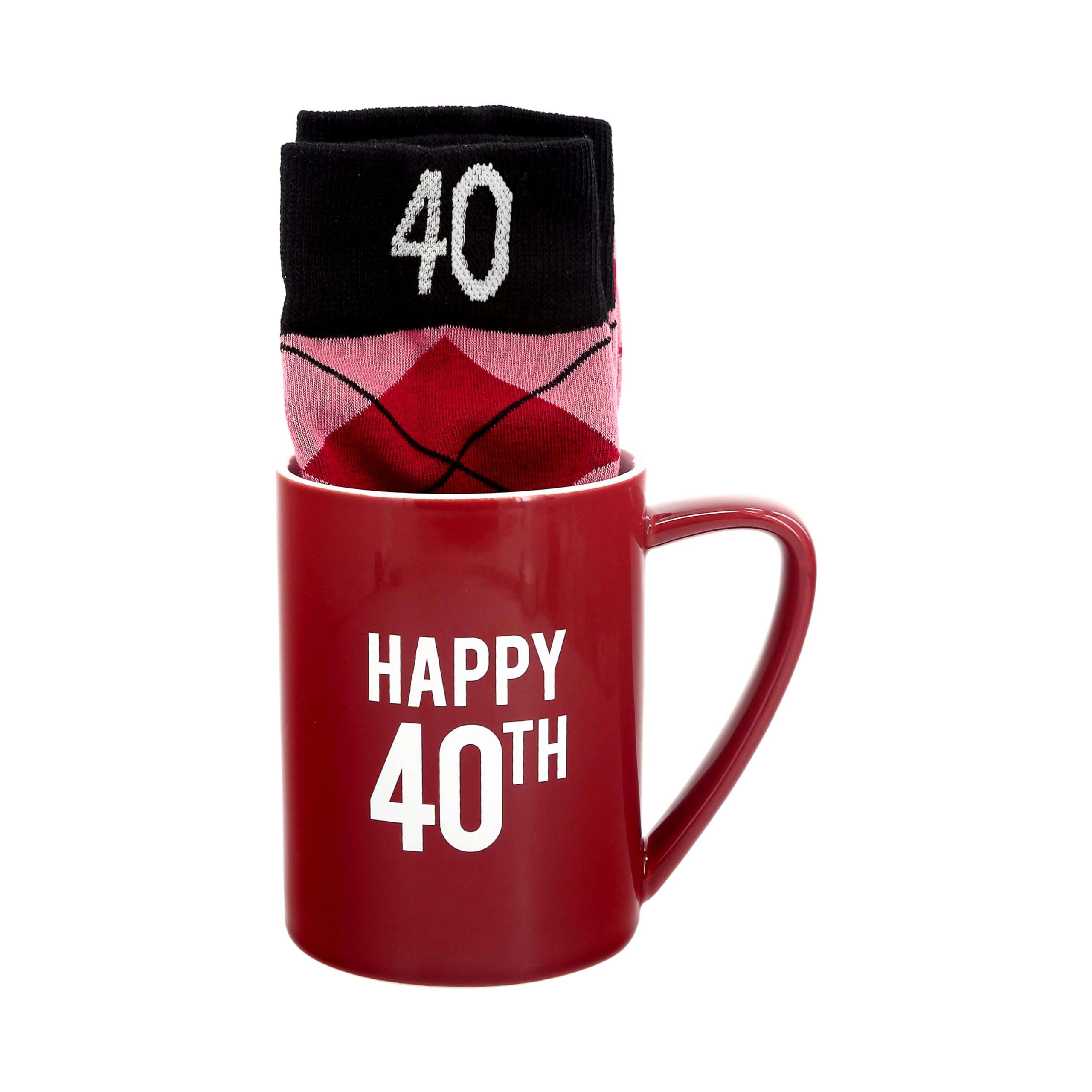 Pavilion Gift Company - Happy 21st 18 oz Coffee Mug Tea Cup - 21 Argyle Patterned Blue Crew Socks Women US 9-13 & Men US 8-12 Birthday Party Celebration Decoration Commemoration Gift Present for Him