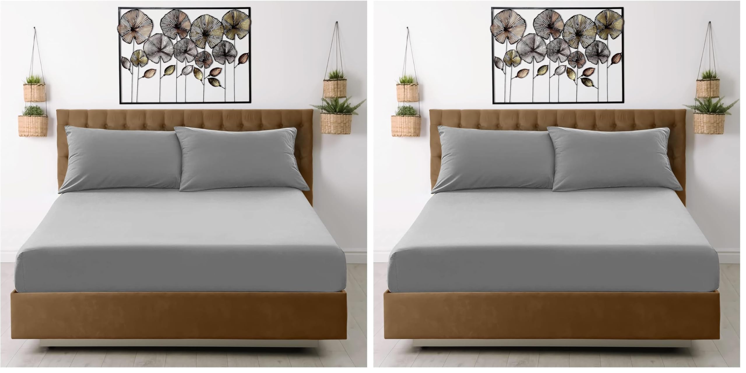 GC GAVENO CAVAILIA Microfiber Pillow Cases 2 Pack - Plain Dyed Housewife Pillowcases - Beige - (74x48 cm)