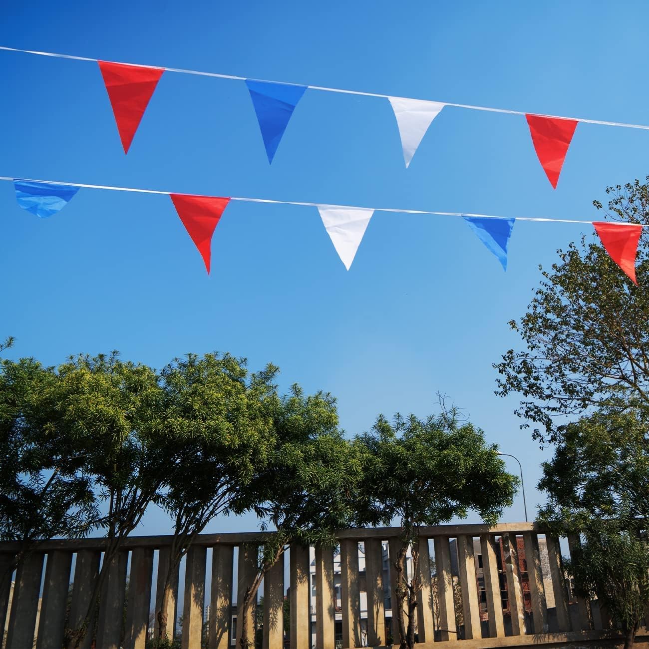 10M Red White and Blue Bunting Garland Union Jack Banner Party Decorations Supplies Sporting Events Pub Bbq Royal Theme French USA 20 Flags