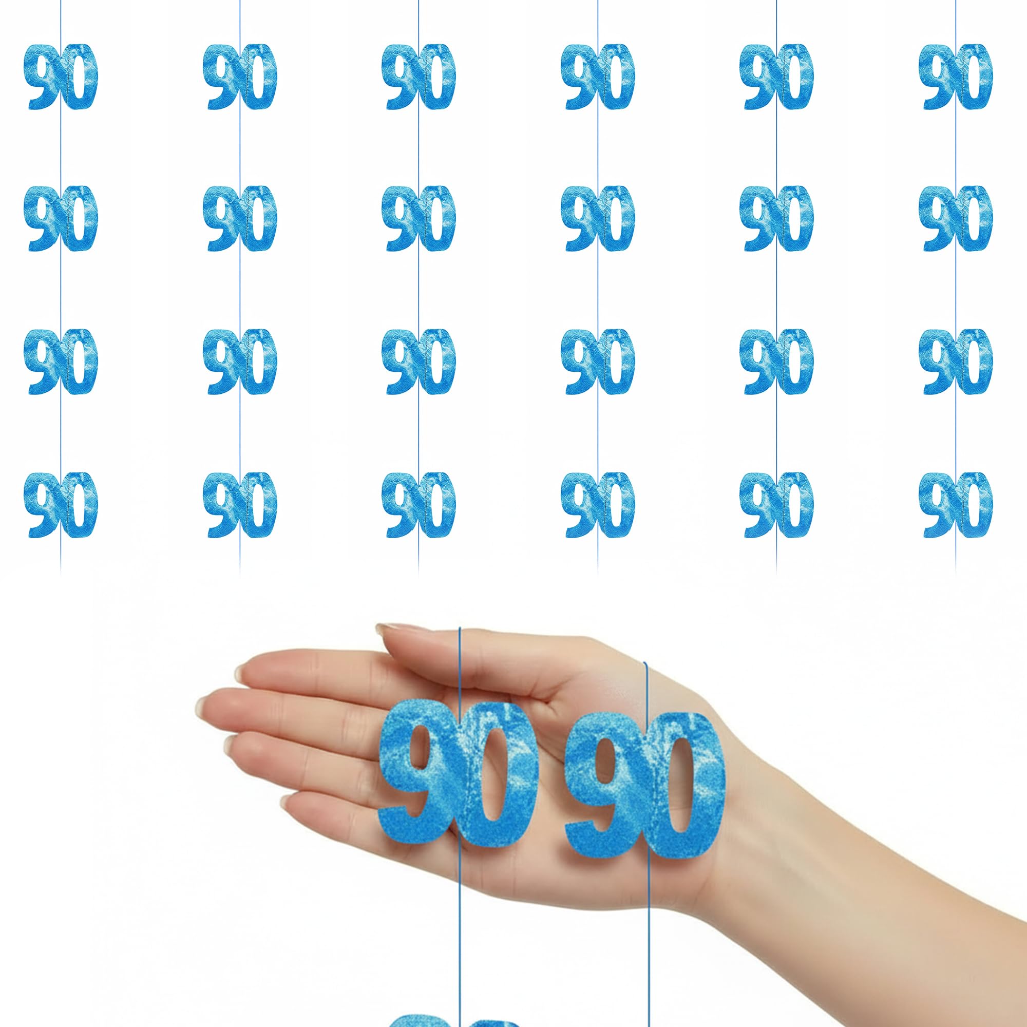 70th Glitz Black and Silver Anniversary Birthday Metallic Hanging String Shiny Foil Banner Party Door Wall Decorations Pack of 6