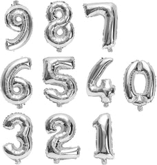 16" Silver Number 0 Foil Balloons Air Filled Self Inflating Birthday Anniversary Wedding Party Banner Decorations
