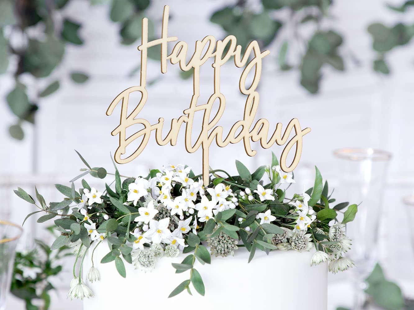 Cake Topper Happy Birthday Wood 16.5 cm Cake Decoration Cupcake Cake Birthday Party