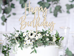 Cake Topper Happy Birthday Wood 16.5 cm Cake Decoration Cupcake Cake Birthday Party