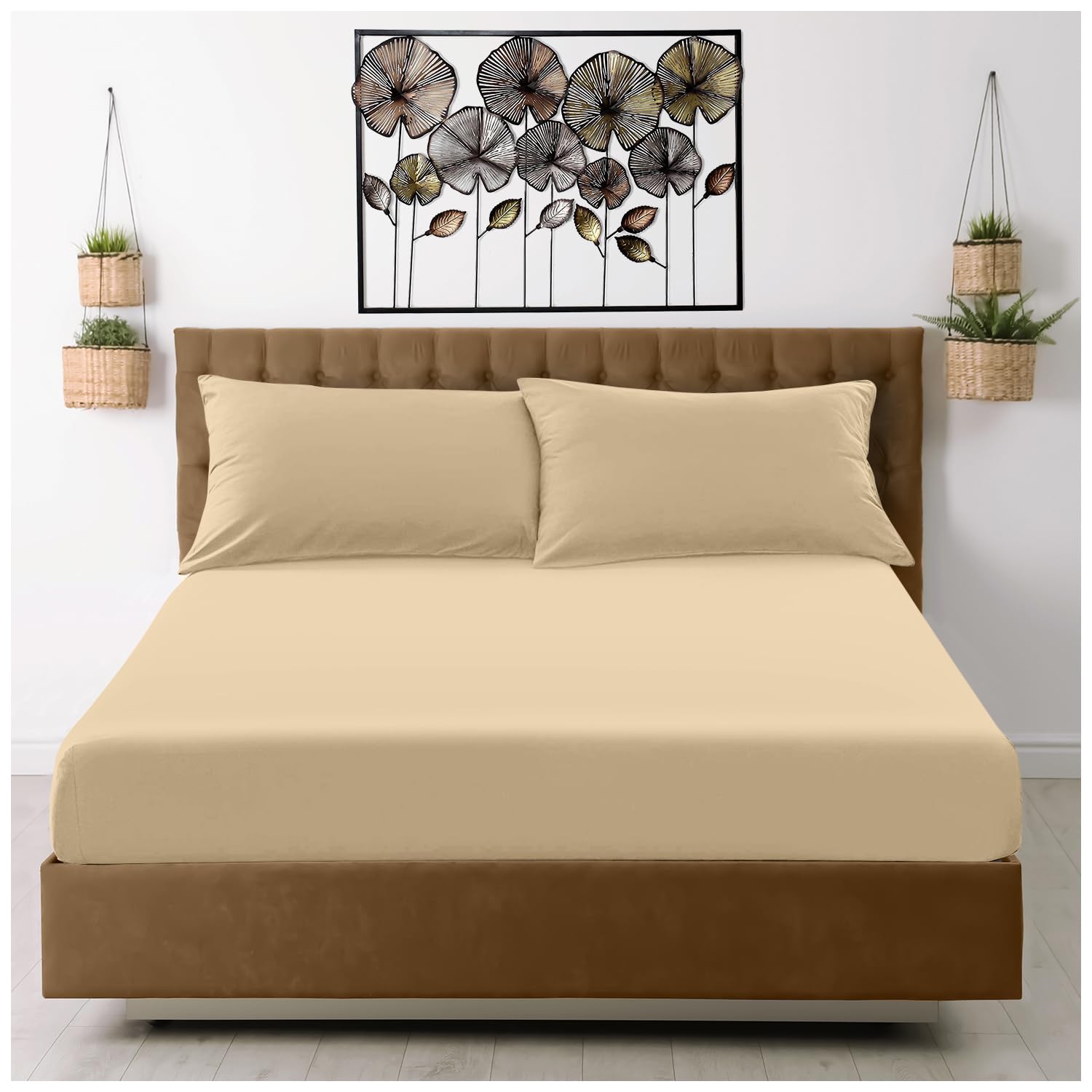 GC GAVENO CAVAILIA Microfiber Pillow Cases 2 Pack - Plain Dyed Housewife Pillowcases - Beige - (74x48 cm)